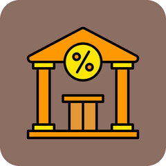 Tax Office Multicolor Round Corner Filled Line Icon