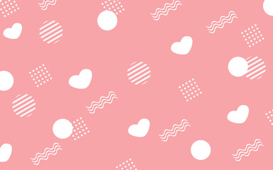 ハートの背景　ハートをアレンジしたメンフィス風模様