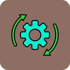 Cycle Multicolor Round Corner Filled Line Icon