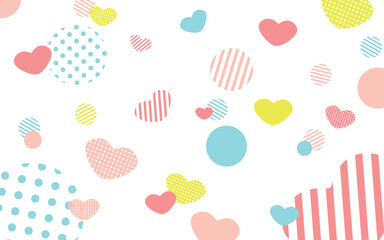 ハートの背景　ハートをアレンジしたメンフィス風模様