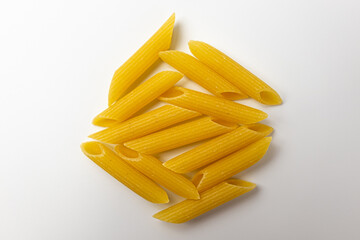 penne on a white background