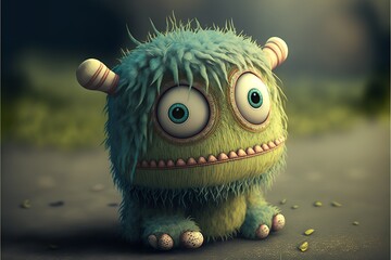 angry cute green monster