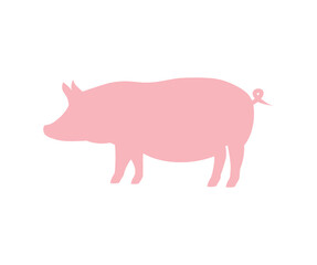 Pig village farm animal logo design. Domesticated cattle. Pig silhouette. Pig silhouette for meat industry or farmers market vector design and illustration.
