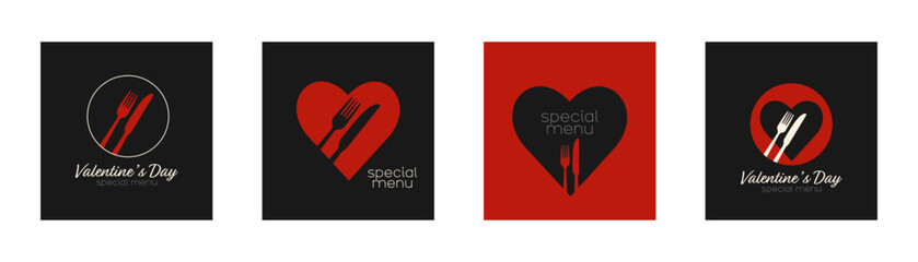 Valentine's Day special menu set. Modern minimal design.