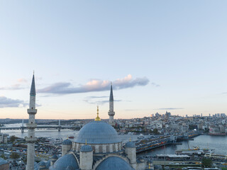 New Mosque (Yeni Cami) Drone Photo, Eminönü Fatih, Istanbul Turkey