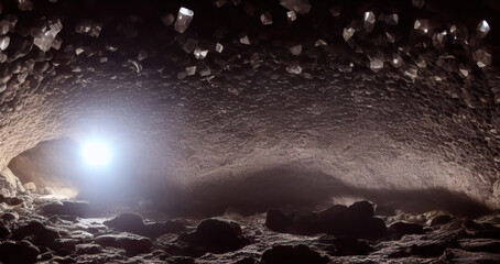 Underground Cavern with Light, generative AI	