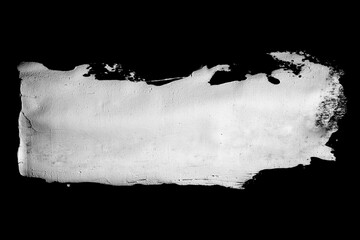Abstract stroke of white paint. Raw thick white paint imprint. Isolated on black background.
