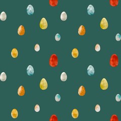 Egg Easter turquoise seamless pattern a watercolor