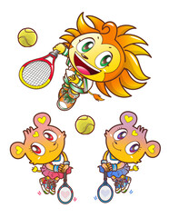ライオン,キャラクター,テニス,ふたり