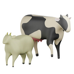 3d illustration cow and sheep to celebrate eid al adha isolated
