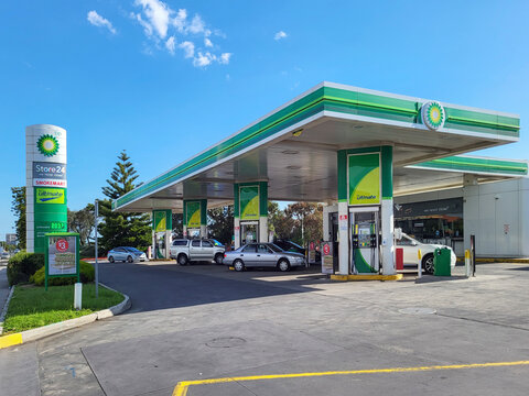 Marine Parade, Melbourne, Australia: November 07, 2022:  BP Australia owns and operates the Kwinana Refinery, and across Australia supplies fuel to about 1400 service stations.