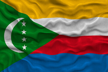 Obraz premium National flag of the Comoros. Background with flag of the Comoros