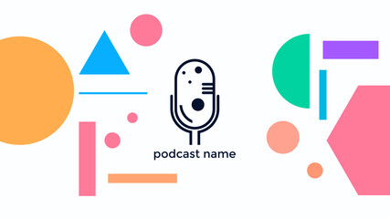 ABSTRACT TEMPLATE PODCAST MICROPHONE FLAT COLOR LIQUID DESIGN BACKGROUND VECTOR. GOOD FOR COVER DESIGN, BANNER, WEB,SOCIAL MEDIA