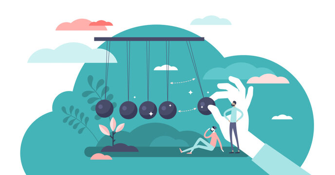 Momentum energy concept, flat tiny person illustration, transparent background. Impulse for action and moving forward with goals metaphor. Symbolic motivation push impact and inner drive for success.