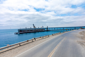 Fototapeta na wymiar pipeline and conveyor for loading of transport ships