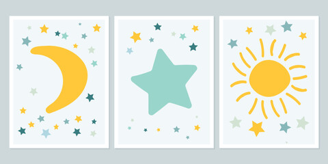 Cartoon fun rainbow. Bright doodle hand drawn illustration. Scandinavian nursery design.