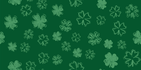 Patricks Day, flying clover, hand drawn illustrations.