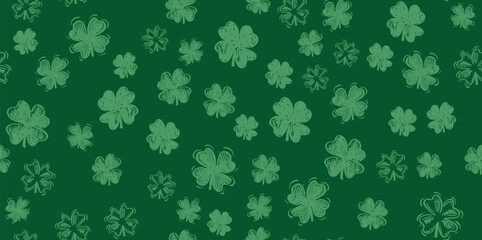 Patricks Day, flying clover, hand drawn illustrations.