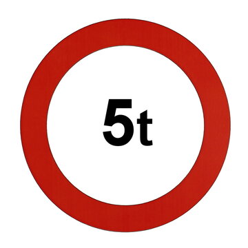 Illustration des Stra&szlig;enverkehrszeichens "Maximal zul&auml;ssiges Gesamtgewicht 5t"	