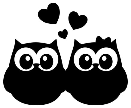 recommend clip art: Valentine love owls silhouette