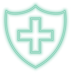 Fototapeta premium Healthcare medical protection shield in neon style