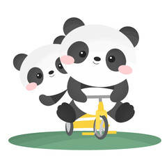 panda in love with heart valentine's day, couple animals with heart and valentine's day