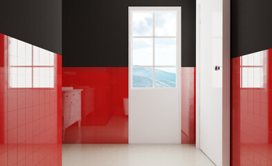 Clean and fresh bathroom with natural light. 3D rendering.