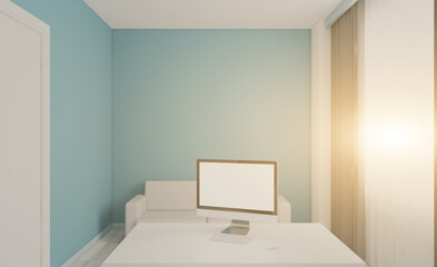 Sunset.. Modern meeting room. 3D rendering.