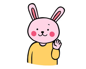 手を振る　うさぎ