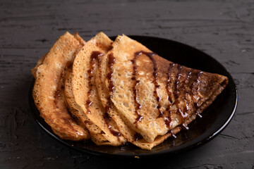 photo three pancakes in the shape of a triangle