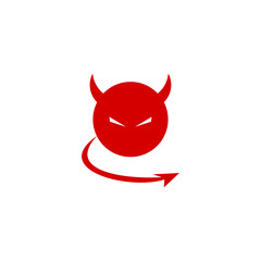 Devil with horns and tail icon.