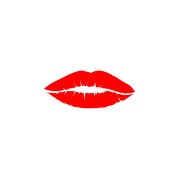 Lips logo. Female lips print Lips icon isolated on white background. 