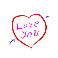 Love you with heart symbol