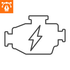 Car electric engine line icon, outline style icon for web site or mobile app, car service and automobile, electric motor vector icon, simple vector illustration, vector graphics with editable strokes.
