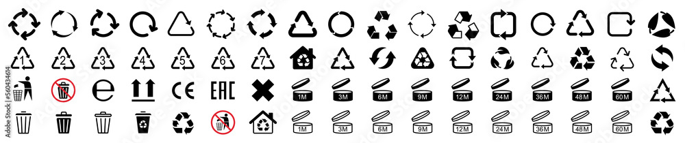 Poster trash can icon. recycle icons set. packaging icons. vector elements. ready for use in your design. v