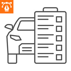 Car repair checklist line icon, outline style icon for web site or mobile app, car service and automobile, car service history vector icon, simple vector illustration, vector graphics.