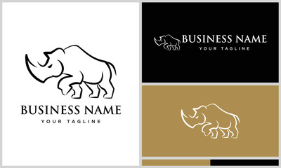 line art rhinoceros logo design