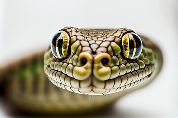 Whip snake looking at camera Isolated on a white background. Generative AI