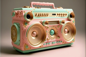 Retro 80s boombox cassette player created with AI