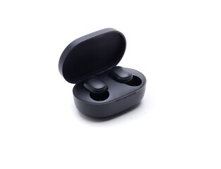 black wireless headphones