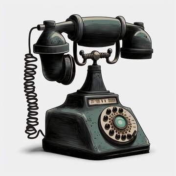 Retro old telephone created with AI