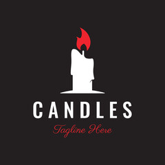 Simple burning luxury candlelight logo vintage design with isolated background.Template for business, sign, company.