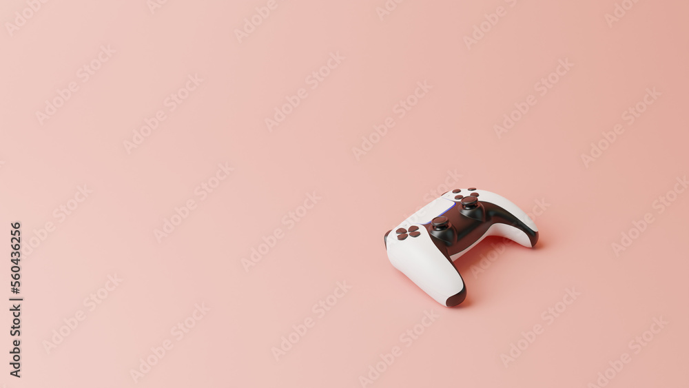 Poster gamepad on a pink background with copy space. joystick for video game. game controller. creative min