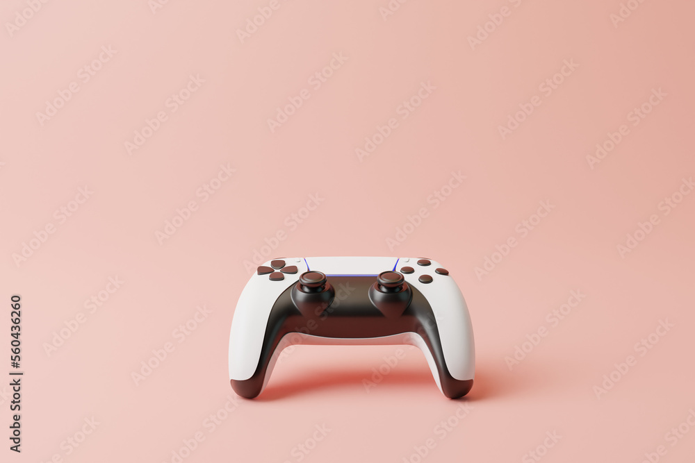 Poster gamepad on a pink background with copy space. joystick for video game. game controller. creative min