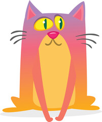 Cartoon funny cat. Fat striped cat illustration. Vector isolated
