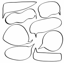 set collection hand drawn of speech bubbles. dialog, bubbles, text, comic, element, balloon, shape, blank. vector design illustration