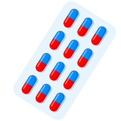 red and blue pills isolated