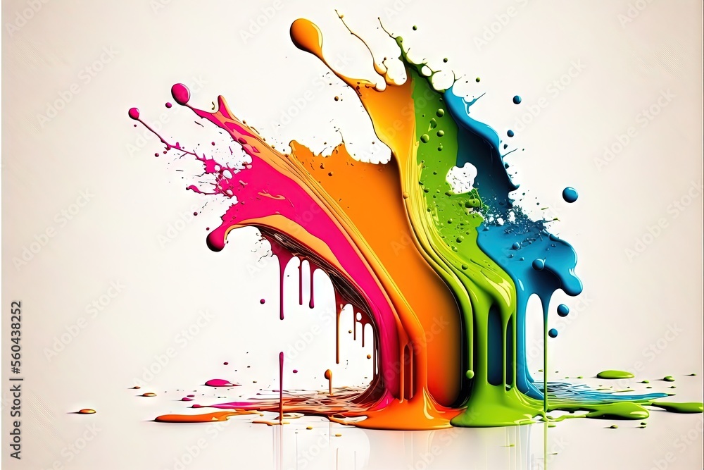 Poster a colorful splash of paint on a white background with a white background and a white background , ge