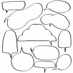 set hand drawn of speech bubbles. vector design illustration