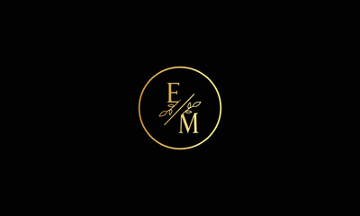 LETTERS EM WITH FLOWERS ICON LOGO DESIGN FOR ILLUSTRATION USE